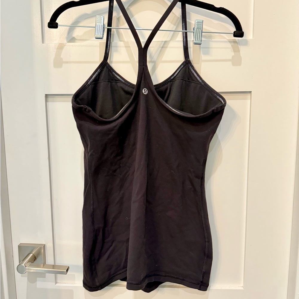 lululemon athletica power Y Black Sports tank with Bra - Picture 3 of 4